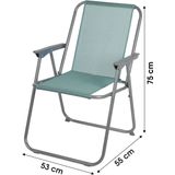 Sunnydays Picnic camping/strand stoel - 2x - aluminium - inklapbaar - grijs - L53 x B55 x H75 cm