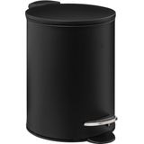 5Five Badkamer en Toilet Accessoires set - Zwart - Pedaalemmer 3L en Wc/Toilet-borstel - Metaal