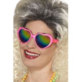 2x stuks roze hartjes bril voor volwassenen - Feestbrillen/party brillen/foute party/gay pride thema