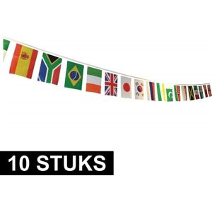 10x Internationale vlaggenlijnen 7 meter - Wereld landen vlag - Wereldvlag - Landen vlaggetjes 10 stuks