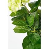 Hortensia kunstplant/kunstbloemen 45 cm - groen - in pot zwart glans - Kunst kamerplant