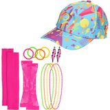 Foute 80s/90s party verkleed set - dames - pet/sieraden - jaren 80/90 verkleed accessoires