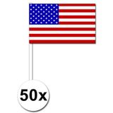 50 Amerikaanse zwaaivlaggetjes 12 x 24 cm