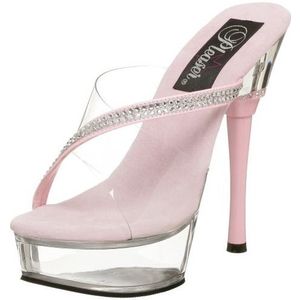 Licht roze slipper pumps met steentjes