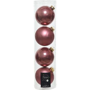 12x Oud roze glazen kerstballen 10 cm - Mat/matte - Kerstboomversiering oud roze