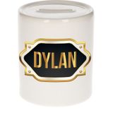 Dylan naam cadeau spaarpot met gouden embleem - kado verjaardag/ vaderdag/ pensioen/ geslaagd/ bedankt