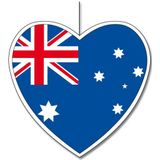 5x Hangdecoratie hart Australie14 cm - Australische vlag WK landen versiering