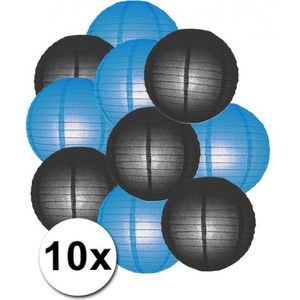 Lampionnen pakket blauw en zwart 10x