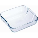 2x Glazen ovenschaal 1,2 liter 21 x 21 x 6,5 cm en  2,6 liter 35 x 23 x 5 cm - Ovenschotel schalen â Bakvorm