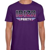 Ibiza party feest t-shirt paars voor heren - paarse 70s/80s/90s disco/feest shirts / outfit /Ibiza party