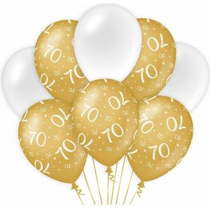 Paperdreams 70 jaar leeftijd thema Ballonnen - 16x - goud/wit - Verjaardag feestartikelen