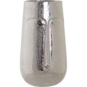 Bloemenvaas Zilver van Aluminium met Gezicht 16 X 6 X 28 cm - Stijlvolle Bloemen Of Takken Vaas Voor Binnen