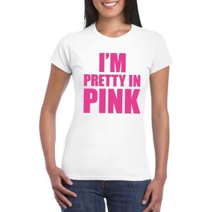 I am pretty in pink shirt wit voor dames