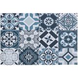 Set van 6x stuks rechthoekige placemats mozaiek blauw - vinyl - 45 x 30 cm - Onderleggers