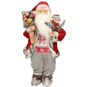 Staande Kerstman decoratie pop 46 cm - Kerst versiering/decoratie - Kerstmannen poppen