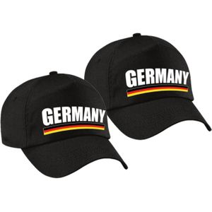 4x stuks germany supporters pet zwart voor dames en heren - volwassenen - Duitsland thema baseball cap - supporter kleding