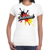 Deutschland/Duitsland landen t-shirt spetter wit voor dames - supporter/landen kleding Duitsland