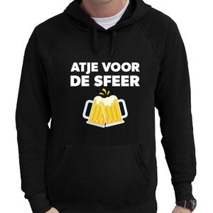 Apres ski hoodie Atje voor de sfeer zwart  heren - Wintersport capuchon sweater - Foute apres ski outfit/ kleding