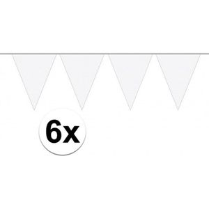 6x Vlaggenlijnen wit 10 meter - Slingers - Vlaggetjes - Bruiloft/huwelijk/communie/verjaardag versiering