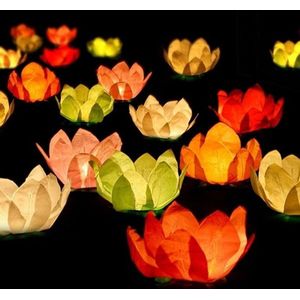 36x Drijvende kaarsen/lantaarns bloemen 29 cm gekleurd papier - Feestartikelen decoraties - Lichtjesavond