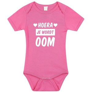 Hoera je wordt oom tekst baby rompertje roze meisjes - Kraamcadeau - Babykleding