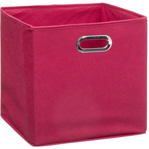 Opbergmand/kastmand 29 liter framboos roze linnen 31 x 31 x 31 cm - Opbergboxen - Vakkenkast manden