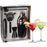 Excellent Houseware cocktails maken set 5-delig met 4x Margarita glazen 250 ML