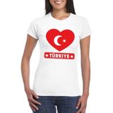 Turkije t-shirt met Turkse vlag in hart wit dames