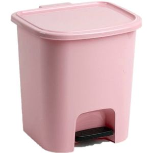 Kunststof afvalemmers/vuilnisemmers/pedaalemmers in het roze van 7.5 liter met deksel en pedaal 24 x 22 x 25.5 cm