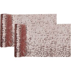 Santex Glitter Tafelloper op rol - 2x - rose goud pailletten - 19 x 190 cm - polyester