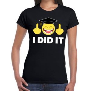 Geslaagd I DID IT t-shirt zwart dames - Geslaagd/ afgestudeerd cadeau