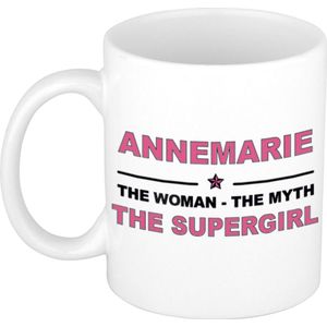 Naam cadeau Annemarie - The woman, The myth the supergirl koffie mok / beker 300 ml - naam/namen mokken - Cadeau voor o.a  verjaardag/ moederdag/ pensioen/ geslaagd/ bedankt
