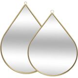 Set van 2x spiegels/wandspiegels druppel metaal goud - Woondecoratie/accessoires