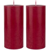 4x stuks rood bordeaux cilinderkaarsen/stompkaarsen 15 x 7 cm 50 branduren - geurloze kaarsen