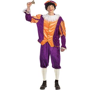 Piet verkleed kostuum 4-delig - paars/oranje - polyester - Pietenpakken voor volwassenen