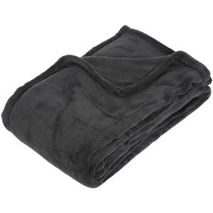 Fleece Deken/Fleeceplaid Donkergrijs 125 X 150 cm Polyester - Bankdeken - Fleece Deken