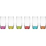 Glasmark longdrink/waterglazen Tumblers - glas - gekleurde basis - 12x stuks - 350 ml