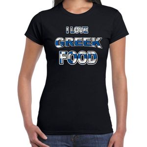 I love Greek food t-shirt zwart met kleuren Griekse vlag - dames - Griekenland - Grieks eten t-shirts