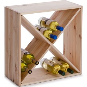 Houten wijnflessen rek/wijnrek vierkant voor 20 flessen 52 x 25 x 52 cm - Wijnfles houder 4 vakken