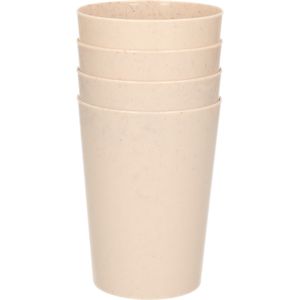 4x drinkbekers van afbreekbaar materiaal 500 ml in het eco-beige - Limonade bekers - Campingservies/picknickservies