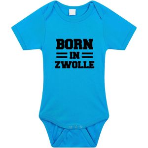 Born in Zwolle tekst baby rompertje blauw jongens - Kraamcadeau - Zwolle geboren cadeau