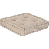 Items Vloerkussen Kenya - Beige - Katoen - 60 X 60 X 13 cm - Extra Dik en Groot Formaat Grond Zitkussen/Matraskussen