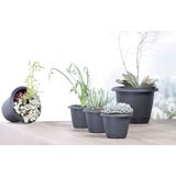3x Stuks kunststof Respana bloempotten/plantenpotten antraciet 39 cm inclusief onderzetter - Woon/tuindecoratie