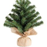 Mini kerstboom/kunst kerstboom H35 cm inclusief kerstballen donkerblauw - Kerstversiering