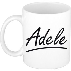 Adele naam cadeau mok / beker sierlijke letters - Cadeau collega/ moederdag/ verjaardag of persoonlijke voornaam mok werknemers