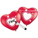 Beschrijfbare hartjes ballonnen 18x stuks - Lefde thema / Valentijn / Huwelijk