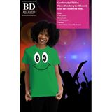 Bellatio Decorations Verkleed T-shirt voor dames - smiley - groen - carnaval - feestkleding