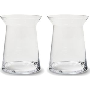 Set van 2x stuks transparante trechter vaas/vazen van glas 19 x 25 cm - Woonaccessoires/woondecoraties - Glazen bloemenvaas - Boeketvaas