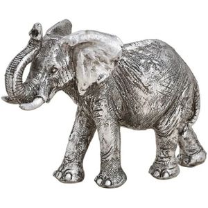 Dieren beeldje Indische olifant zilver 16 x 12 x 6 cm -  Olifanten beeldjes van keramiek