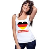Duitsland singlet shirt/ tanktop met Duitse vlag in hart wit dames